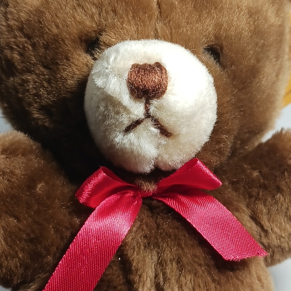 Russ Berrie and Company Vintage  1979  Teddy Bear Plush Stuffed Animal Red Bow - Picture 6 of 7